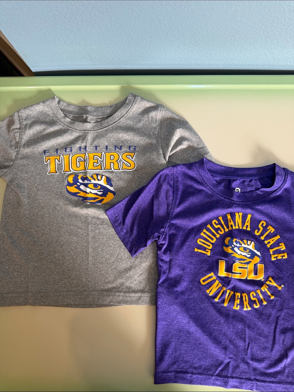 Kids' Purple and Gray LSU Fighting Tigers Short-Sleeve athletic tees